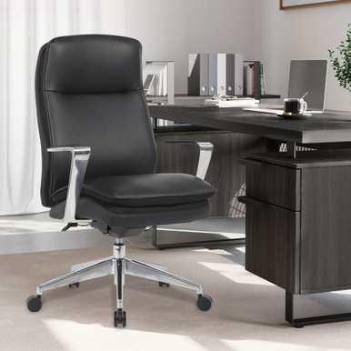 OfficeSource | Obsidian | High Back Executive Conference Chair with Fixed Aluminum Arms and Base - Image 6