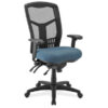 OfficeSource | CoolMesh | Multi-Function, High Back Mesh Back Chair with Antimicrobial Upholstered Seat and Black Frame