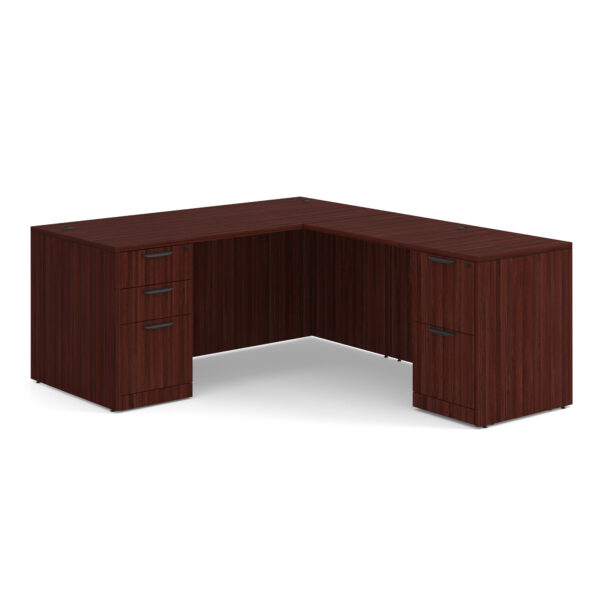 OfficeSource OS Laminate Collection Double Full Pedestal ''L'' Desk - 66'' x 30'' - Image 8