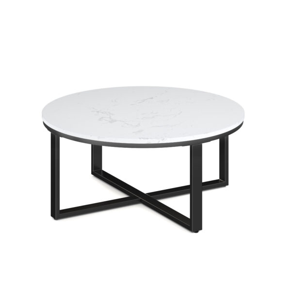 OfficeSource | Kora | 36'' Round Quartz Occasional Table with Black Metal Base - Image 13