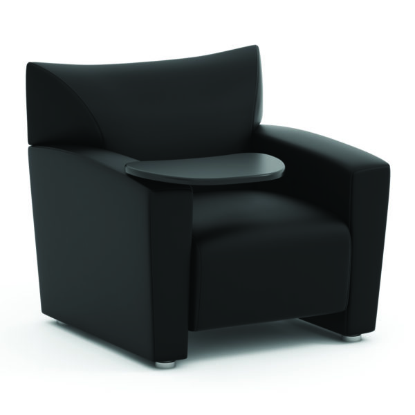 OfficeSource | Tribeca | Club Chair with Black Finished Tablet Arm & Silver Metal Legs - Image 10