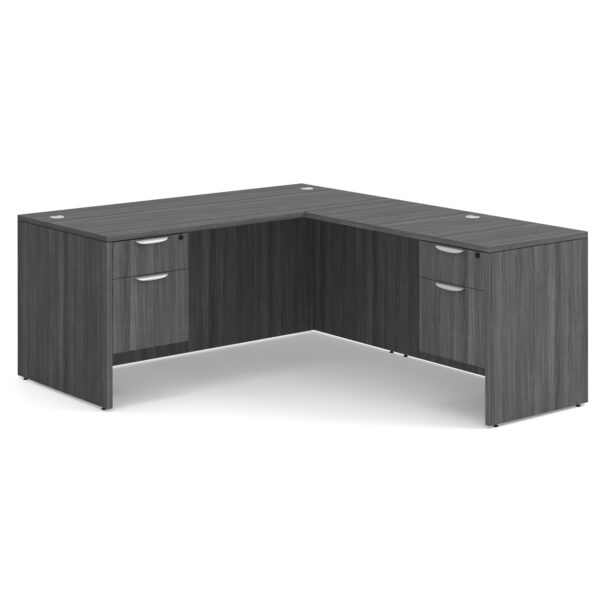 OfficeSource OS Laminate Collection Double 3/4 Pedestal ''L'' Desk - 66'' x 30'' - Image 9